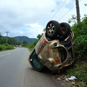 carro capota no Morro da UPA